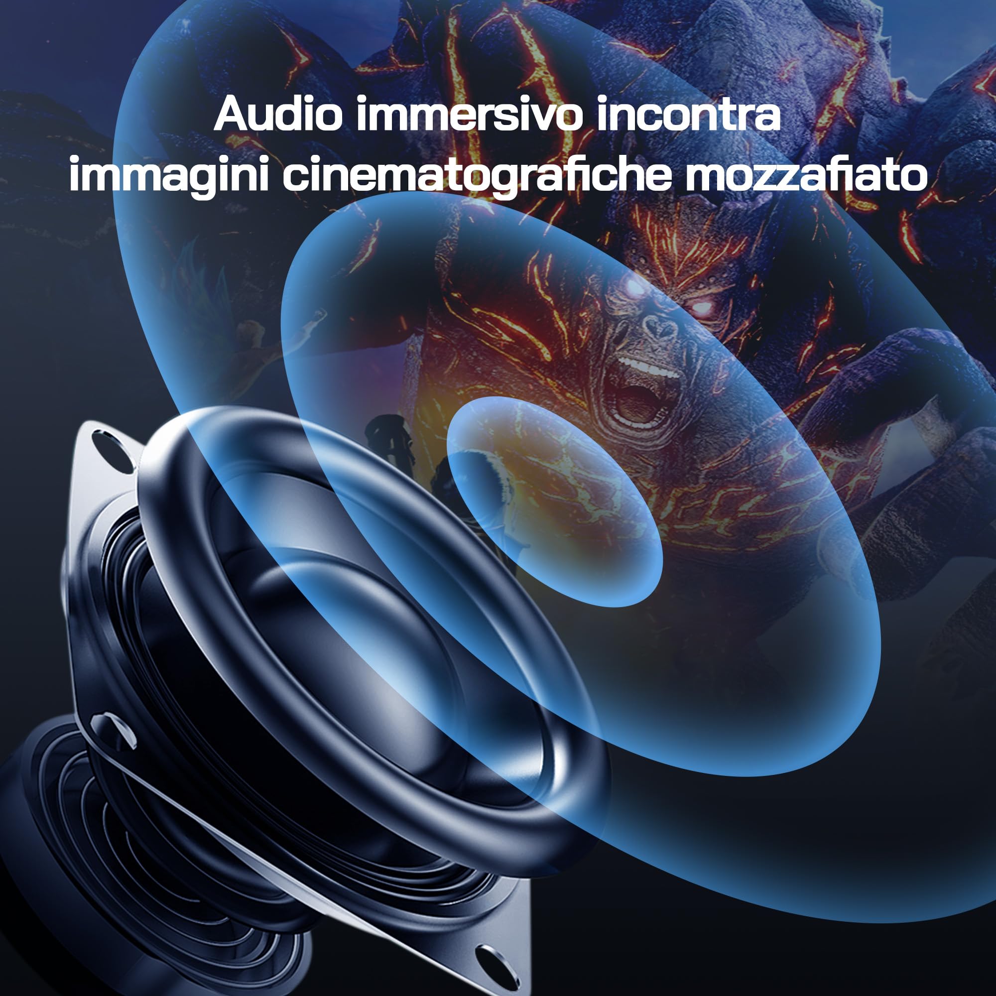 WOLFANG 28000 Lumen Mini proiettore 4K【Netflix Ufficiale & Autofocus/Correzione Trapezoidale】, WiFi 6 Proiettore Portatile con Bluetooth, Videoproiettore Home Cinema con Staffa a 180° per 300" Schermo