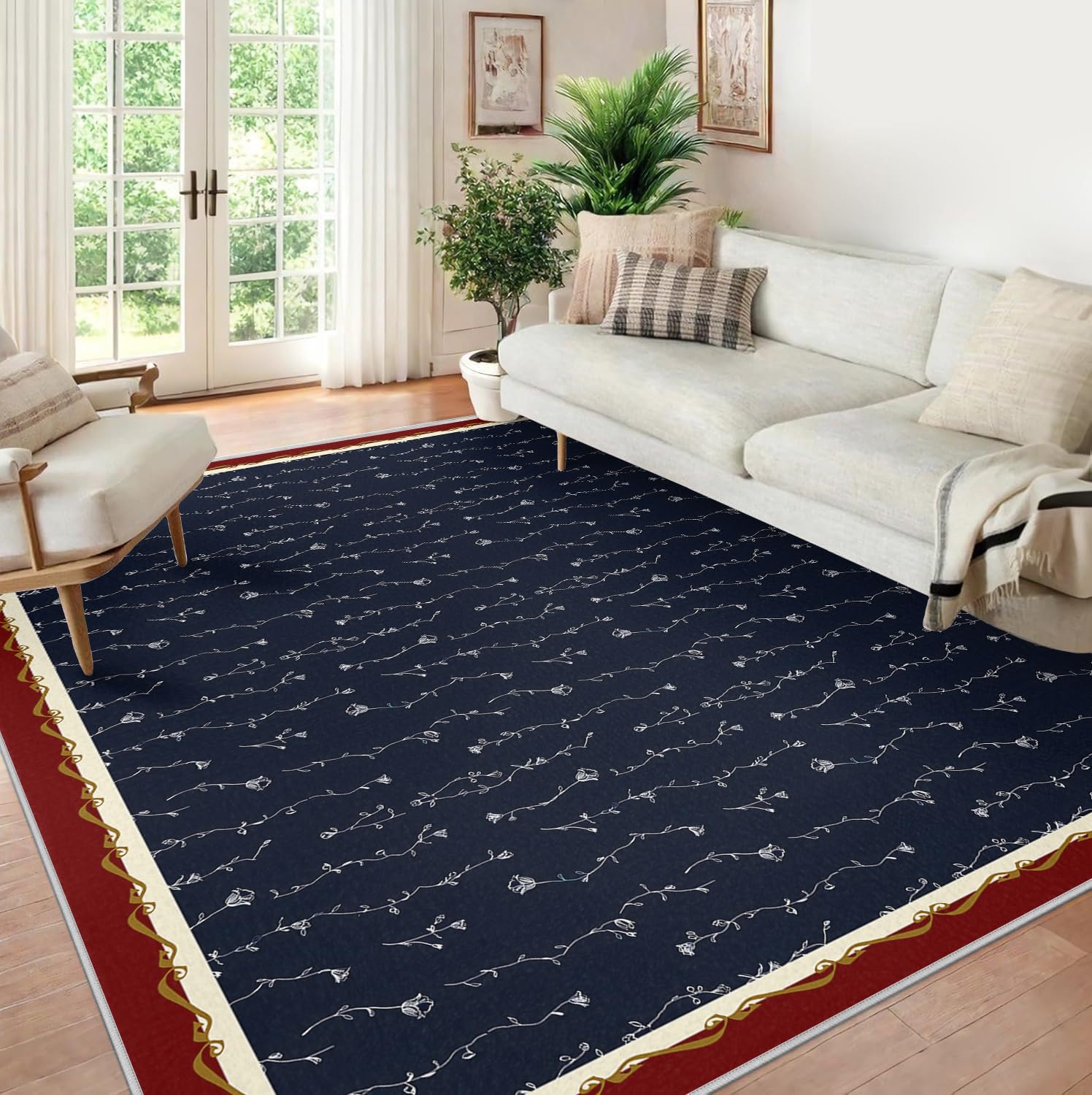 Tapis de salon bleu foncé vintage pour une ambiance cosy
