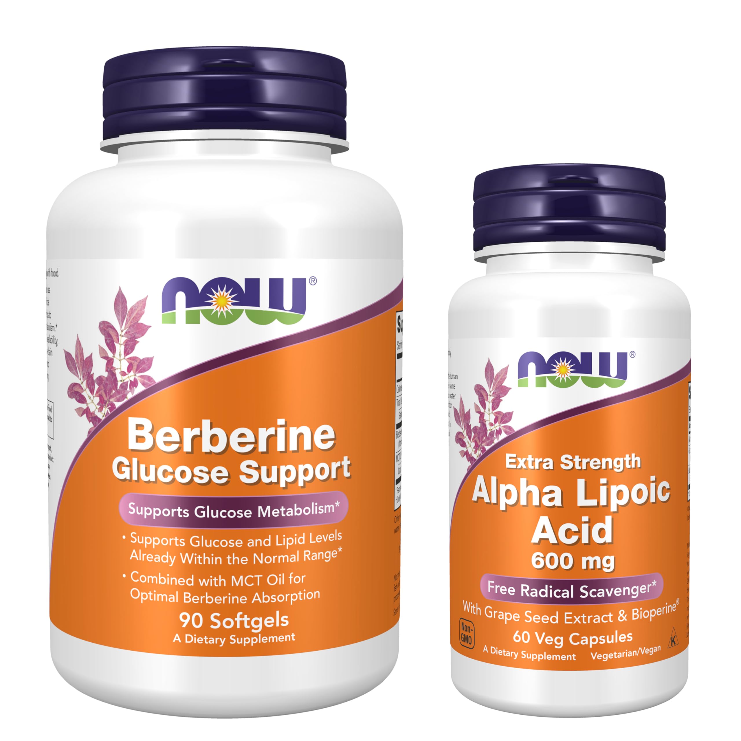 Now Foods Glucose & Metabolic Support Bundle* - Berberine + ALA Supplements 150 Count (Pack of 2) Bundle (Berberine + ALA)