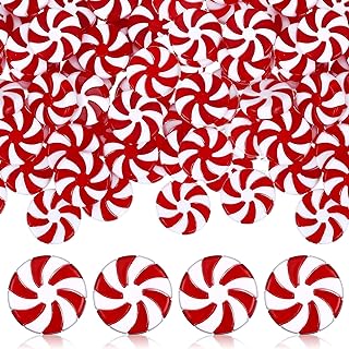25 mm Christmas Candy Cane Peppermint Ornaments for Christmas Tree Fake Candy Candy Decorations Candy Decor Candy Christmas Ornaments Candy Cane Craft for DIY Crafts (Red White, 100 Pcs)