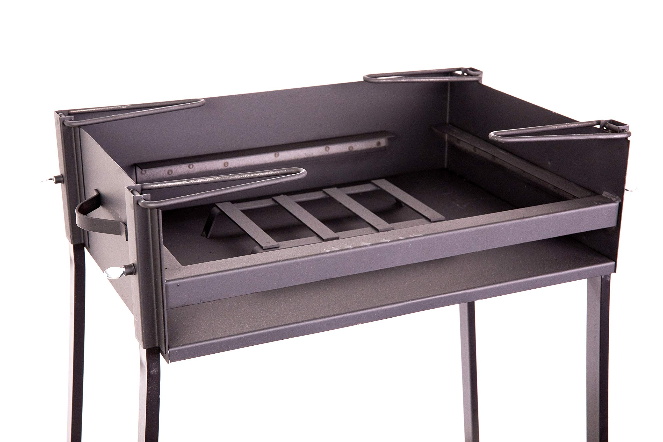 BRICOMIRAS Barbacoa CARBÓN Y LEÑA 60X40 CENTÍMETROS con Soporte para PAELLERA Ideal Camping Y Playa