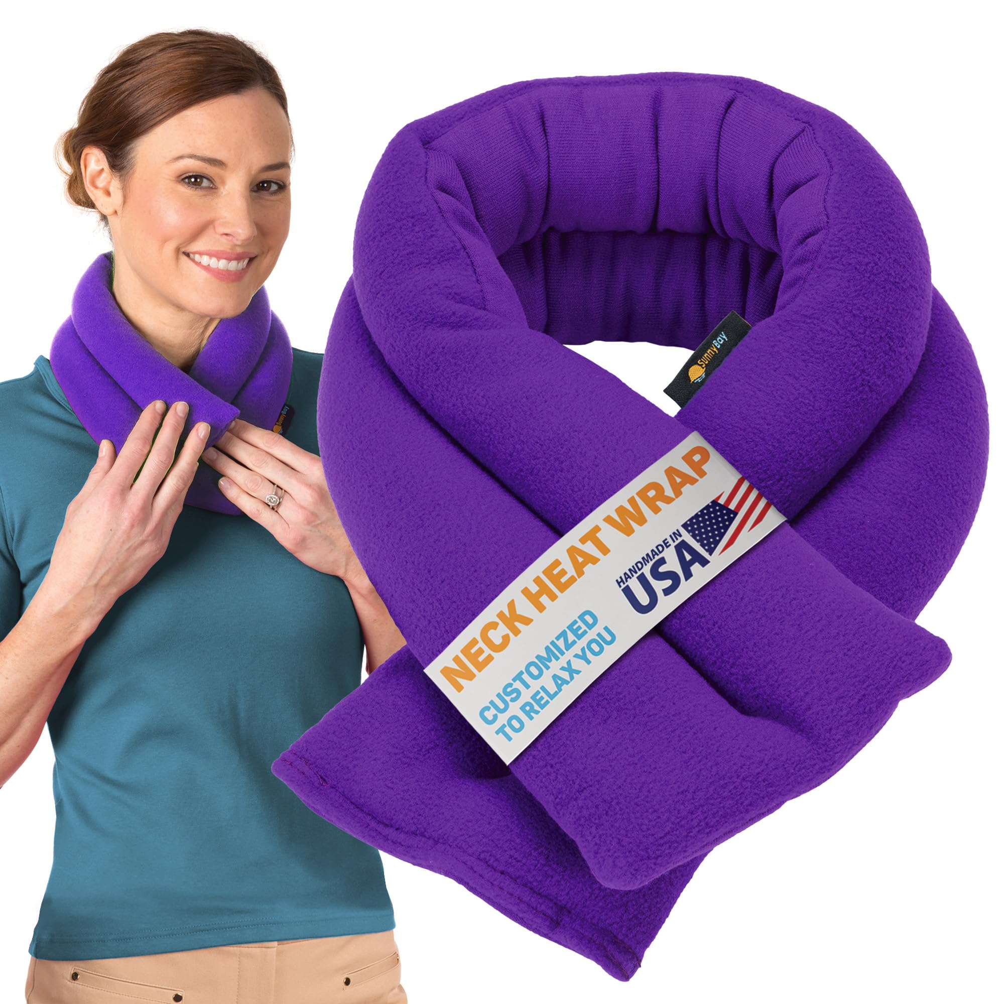 SunnyBay Neck Heating Pad for Neck Pains - Flax Seed Hot Packs for Pain - Microwave Bean Bag Heating Pad Microwavable - Hot Compress for The Body - Heated Neck Wrap (Cotton Purple)