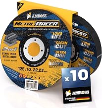 Cutting disc 125 metal (10 pieces) - Ø125x1x22.23mm - Metal Racer chainsaw disc by AMBOSS WERKZEUGE - 125 grinding disc for steel, stainless steel and angle grinder