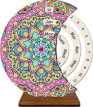 Diamond Art Painting Calendar Ornaments Wooden Diamond Art Rotating Calendar Desk Decor Kit 5D DIY Diamond Art Painting Desk Calendar Gift for Home Decoration