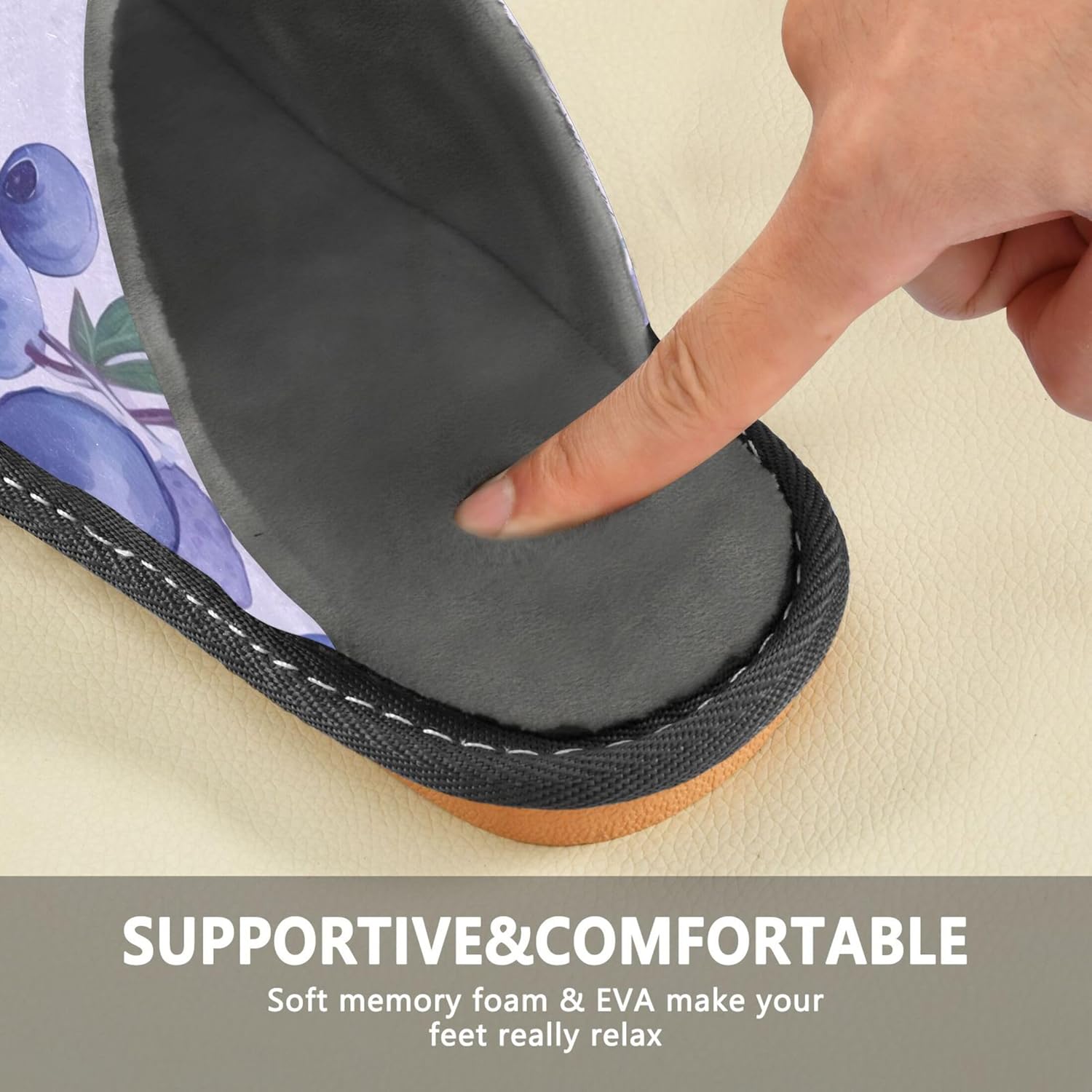 Blueberry Fruit House Slippers – Cozy Fuzzy Slippers for Guests, Washable & Disposable, Perfect for Shoeless Home, Spa & Hotel Use A112899
