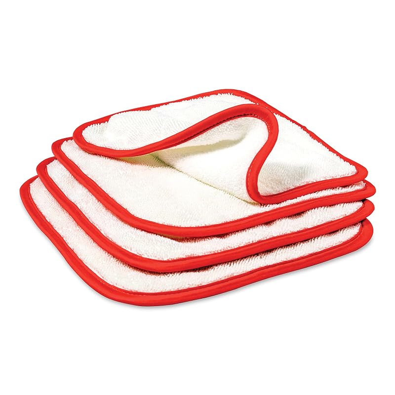 Griot's Garage Toalhas de Microfibra PFM Dual Weave para Remoção de Cera, Dupla Face, 9 x 9 pol. (22,9 x 22,9 cm), Kit com 4, 55525