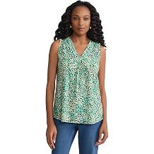 Jones New York Women's Sleeveless Pleated Front Printed Jersey Top