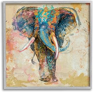 Stupell Industries Vivid Elephant Collage Pattern Framed Giclee Art, Design by Evelia Designs
