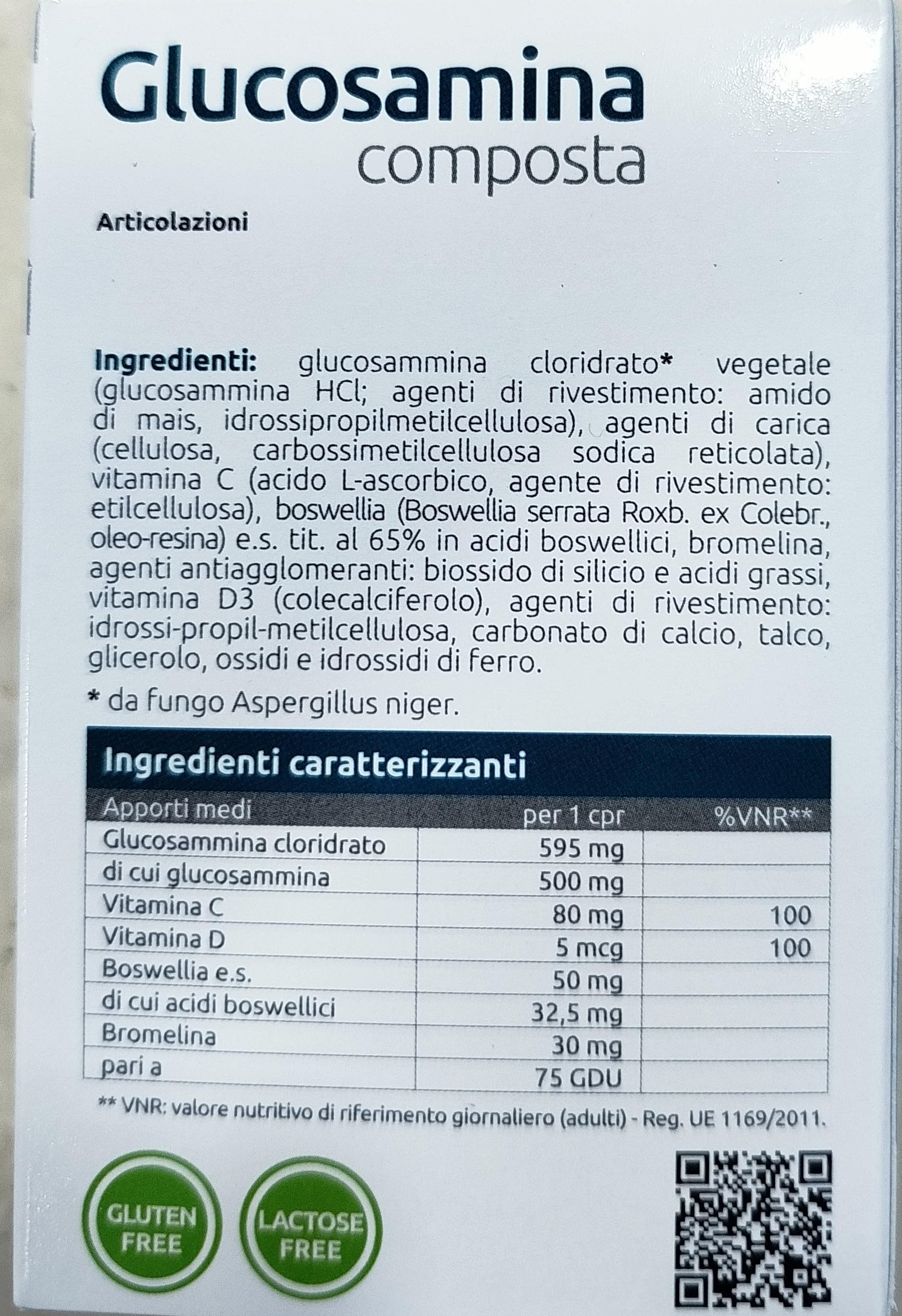 Glucosamina Composta 90 Capsule – Integratore per Articolazioni con Glucosamina Vegetale, Boswellia, Bromelina, Vitamina C e D – Supporto Cartilagine e Ossa – Senza Glutine e Lattosio