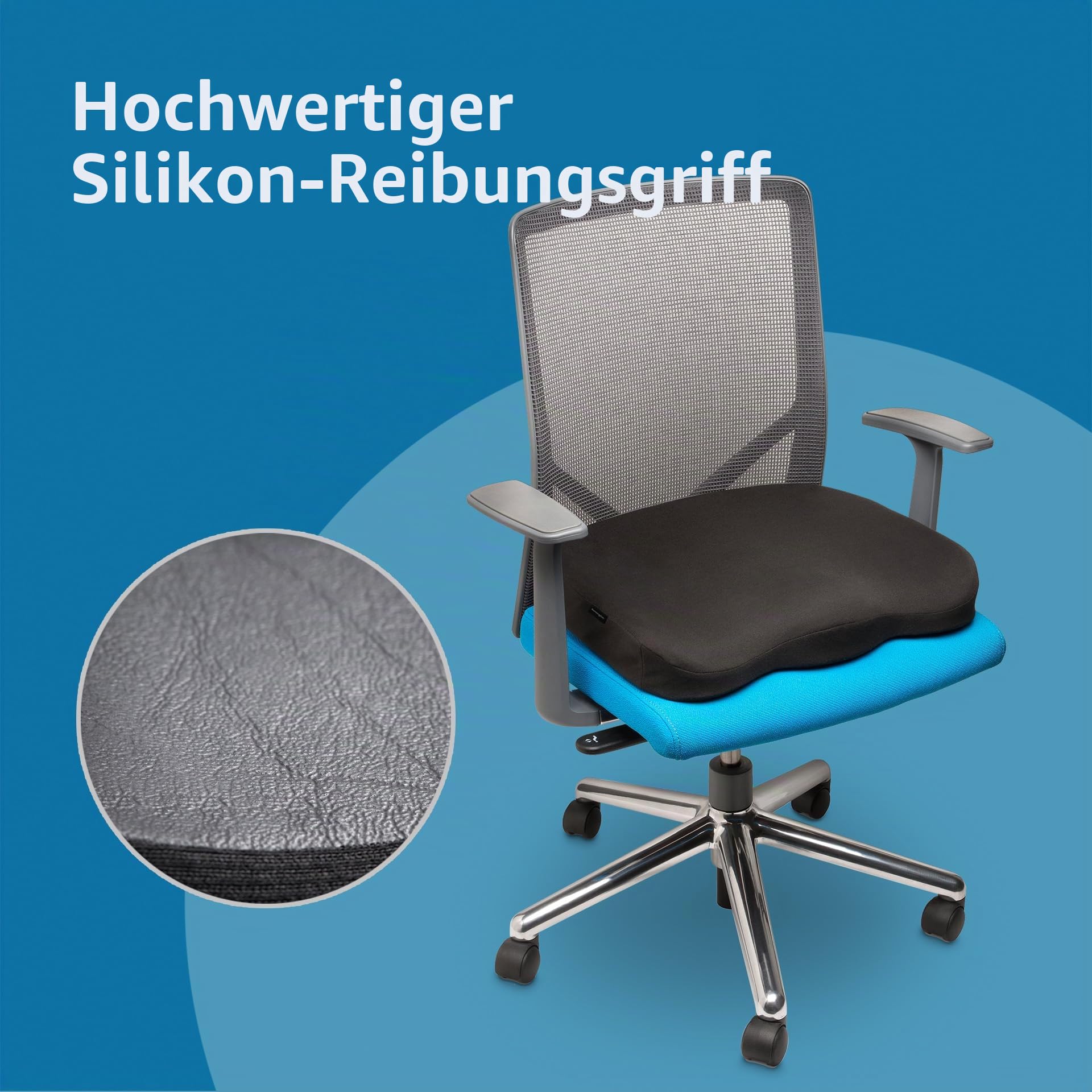 Kensington K55805WW Ergonomisches Sitzkissen aus Formschaum Schwarz, 410x470x72