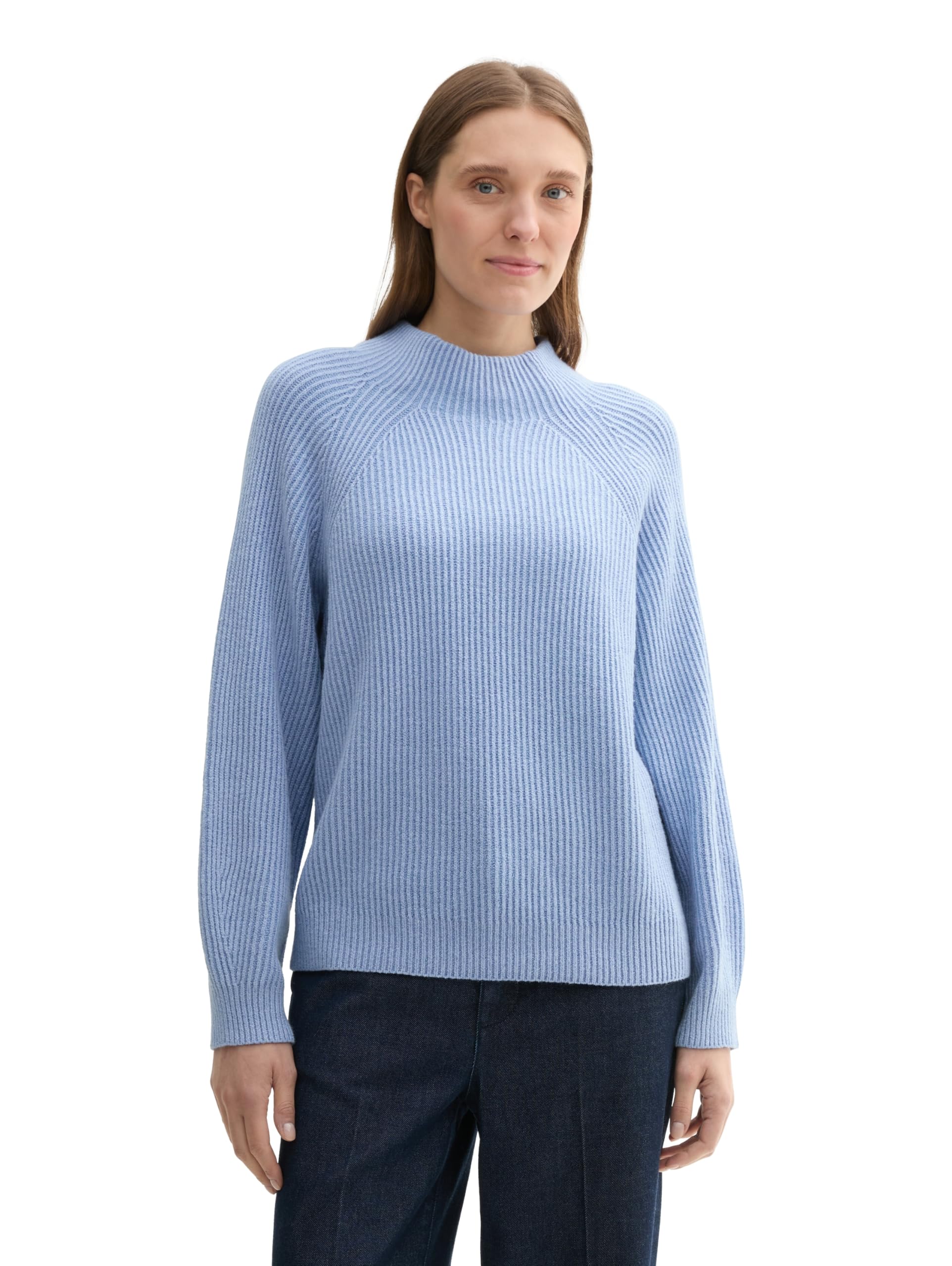 Tom Tailor Damen 1042957 RIPP Strickpullover mit Wollanteil (1er Pack)