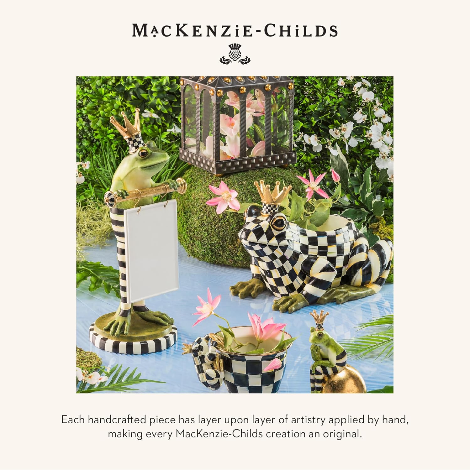 MACKENZIE-CHILDS Pot Climber, Decorative Flowerpot Hanger, Indoor and Outdoor Planter Hanging Decor, Pot Croaker