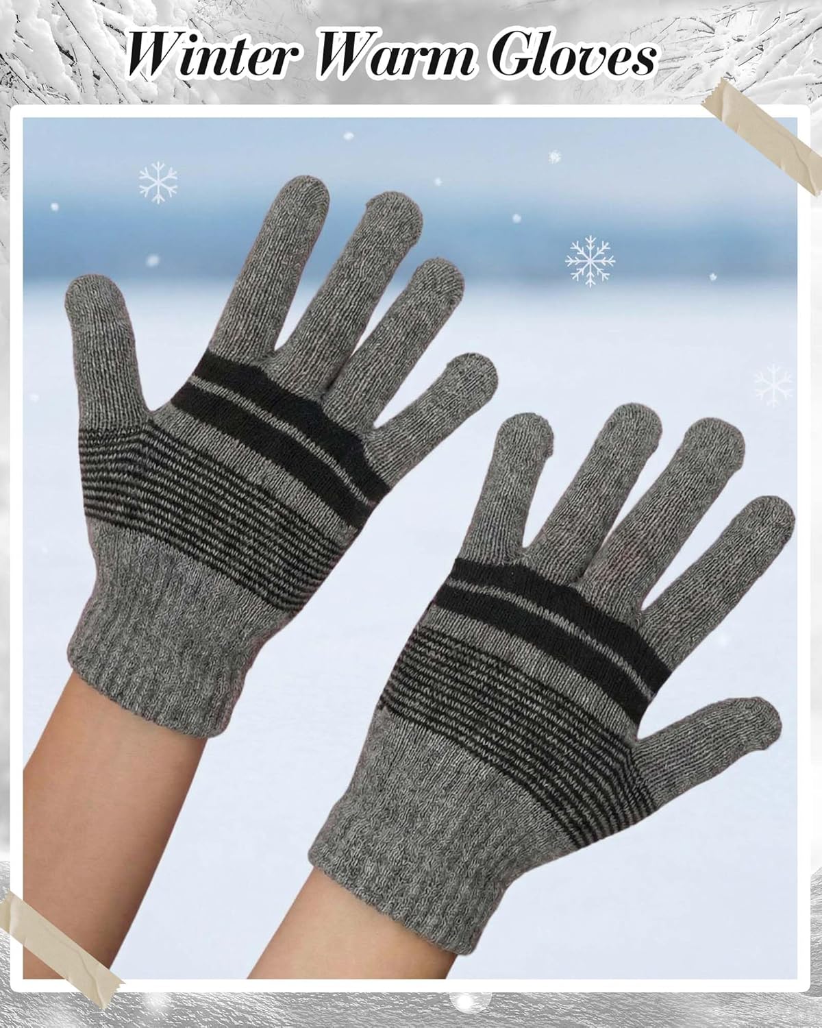 100 Pair Winter Magic Gloves Bulk Unisex Warm Knitted Stretchy Gloves for Men Women Homeless Charity Donation