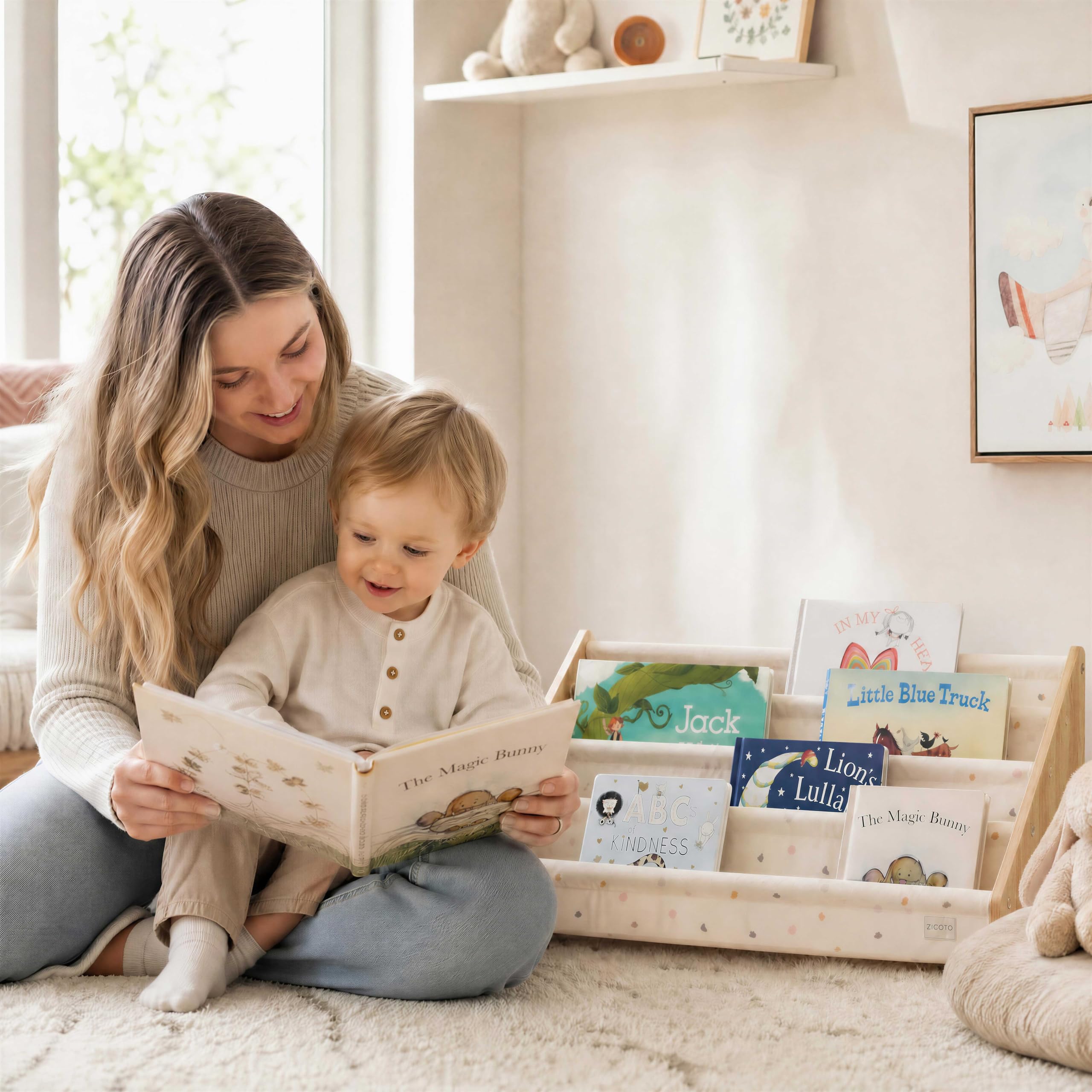 ZICOTO Estantería decorativa para niños, hermoso estante para mostrar todos los libros, organizador perfecto para habitación Montessori de bebé o niño, decoración de sala de juegos