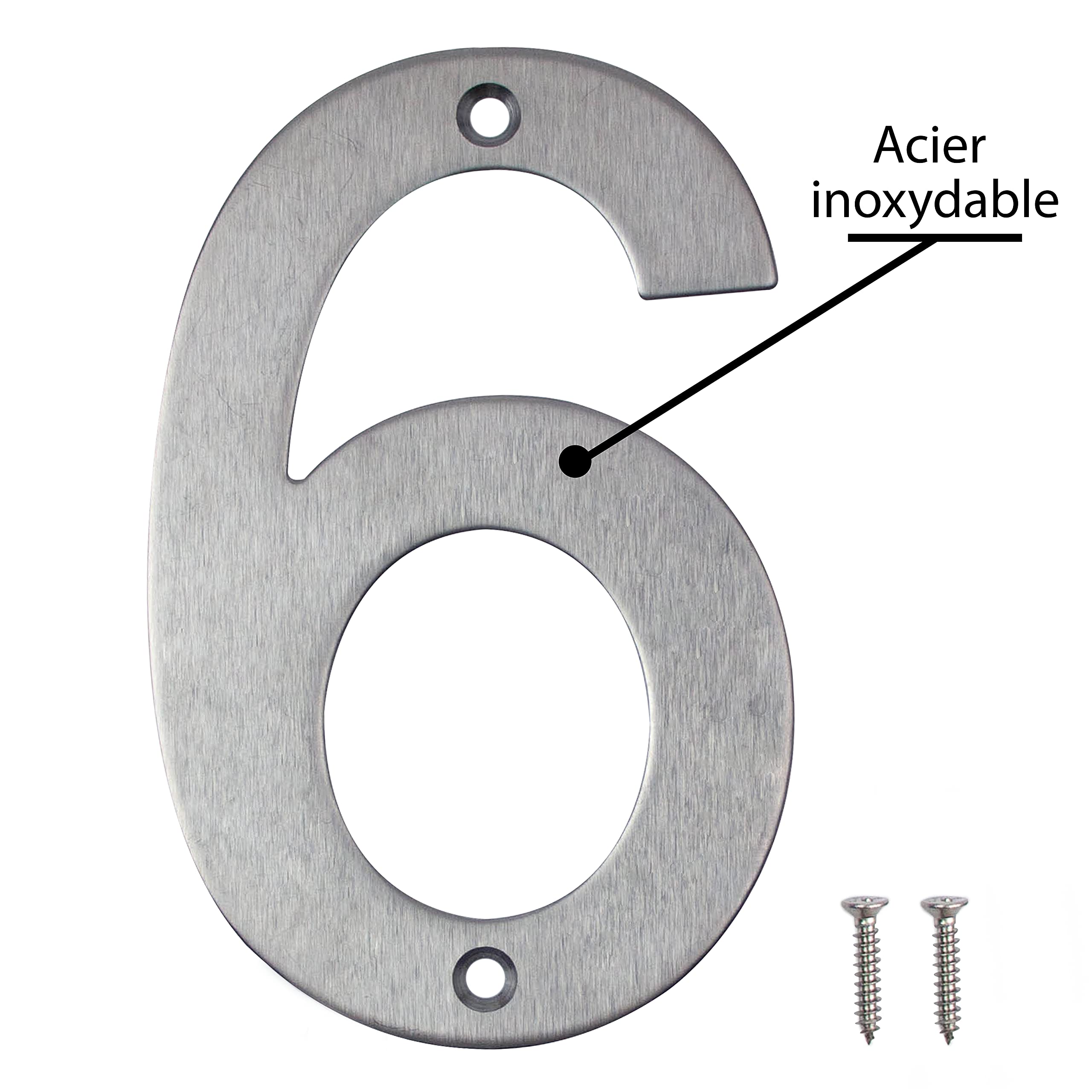 Numero civico in acciaio inox per avvitare, altezza 10 cm, numero civico design (6)
