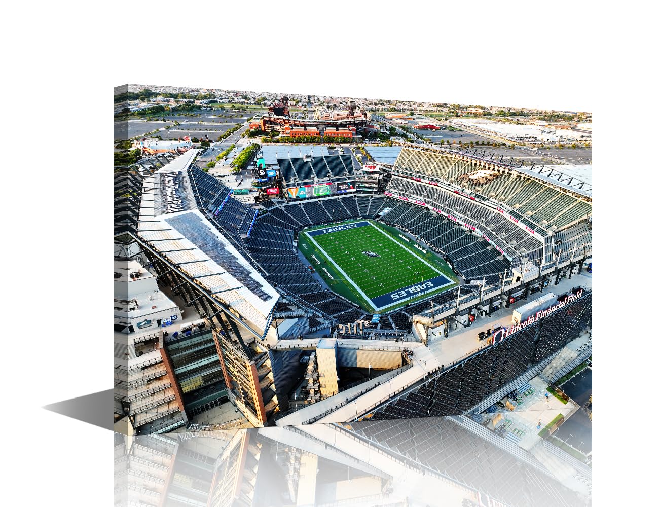 TISHIRON Wall Art Decor Lincoln Financial Field Poster Art Painting Decorations for Living Room Aerial View Rugby Field Framed Canvas Art Prints Crafts Stadium Modern Canvas Wall Artwork(18" Wx12 H)