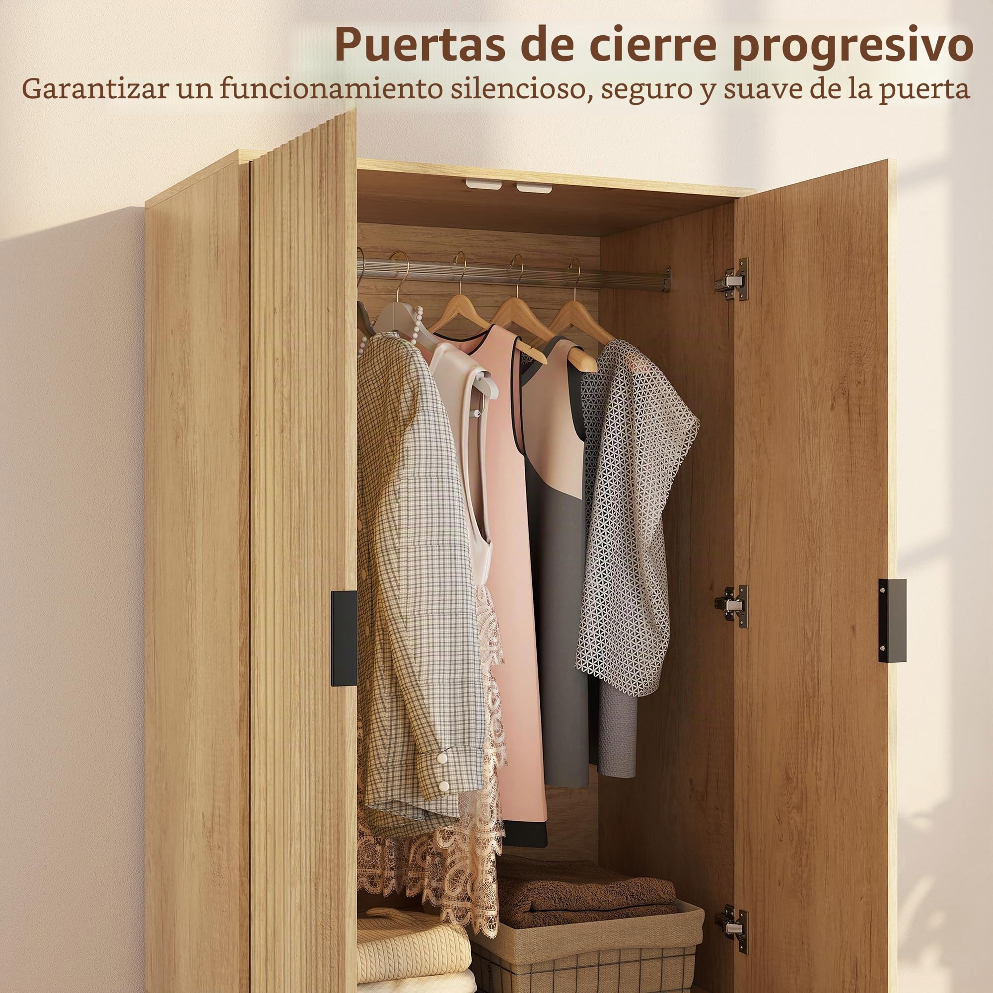 HOMCOM Armario Estriado con Puertas de Cierre Suave 71" Altura Natural