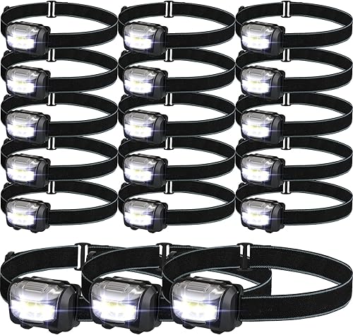 Macarrie Paquete de 18 faros LED IPX4, impermeables, 3 modos, farolillos brillantes, accesorios de campamento para adultos y niños, senderismo,