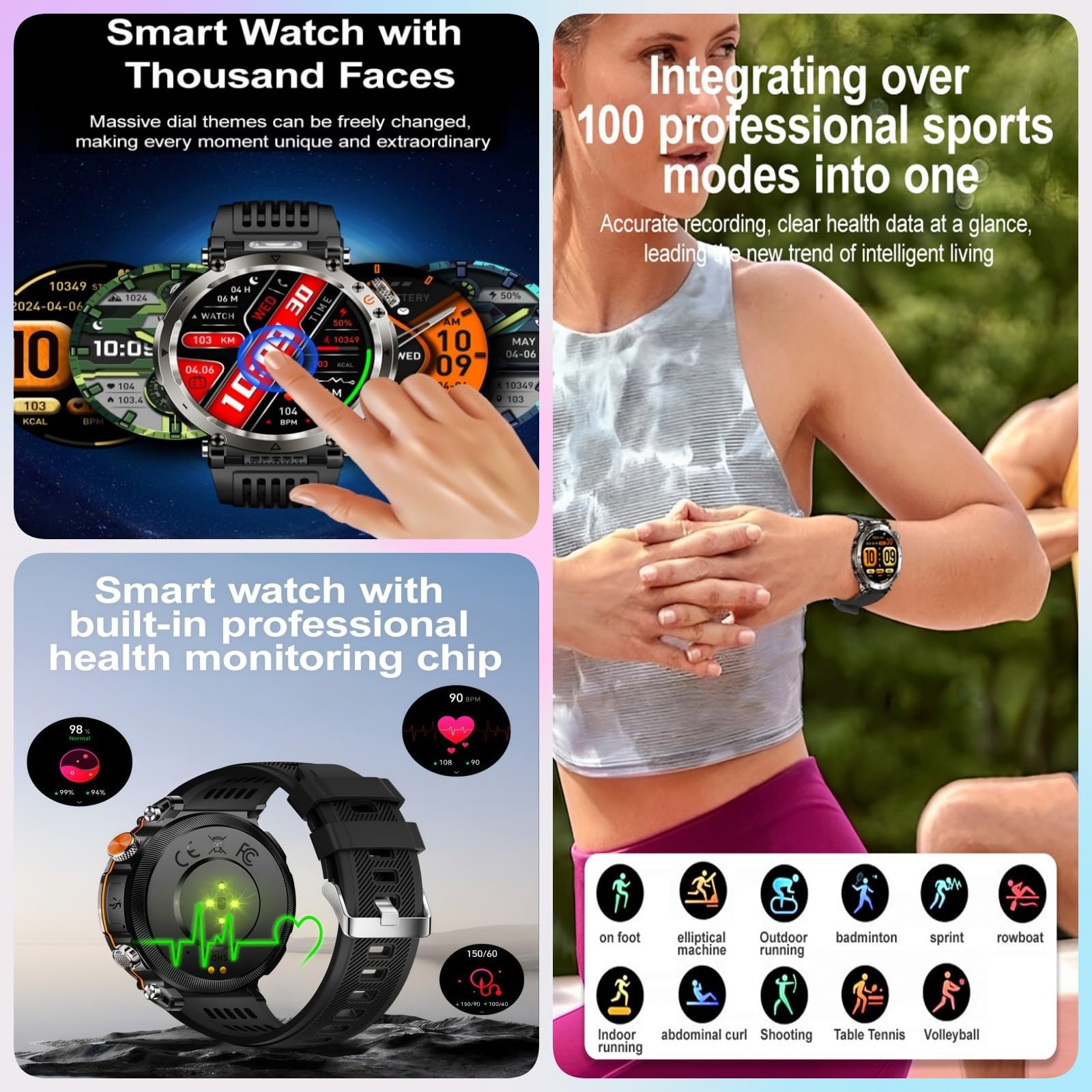 Reloj Inteligente para Hombres Y Mujeres, Reloj De Fitness,Resistente Al Agua, Llamadas Bluetooth, Pantalla Grande De 1,7 Pulgadas,para Android iOS