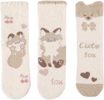 BUDERMMY Thermal Fluffy Socks for Womens 3 Pairs Ladies Winter Warm Fuzzy Socks Gift for Women and Girls Socks for Causal Home Sleeping