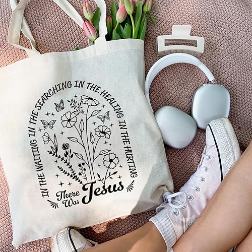 Miniatura 3 de Haukea Bolsa de lona para mujer, estética, linda, regalos inspiradores para mujeres, bolsas de playa, bolsas de comestibles reutilizables, Flor Jesús