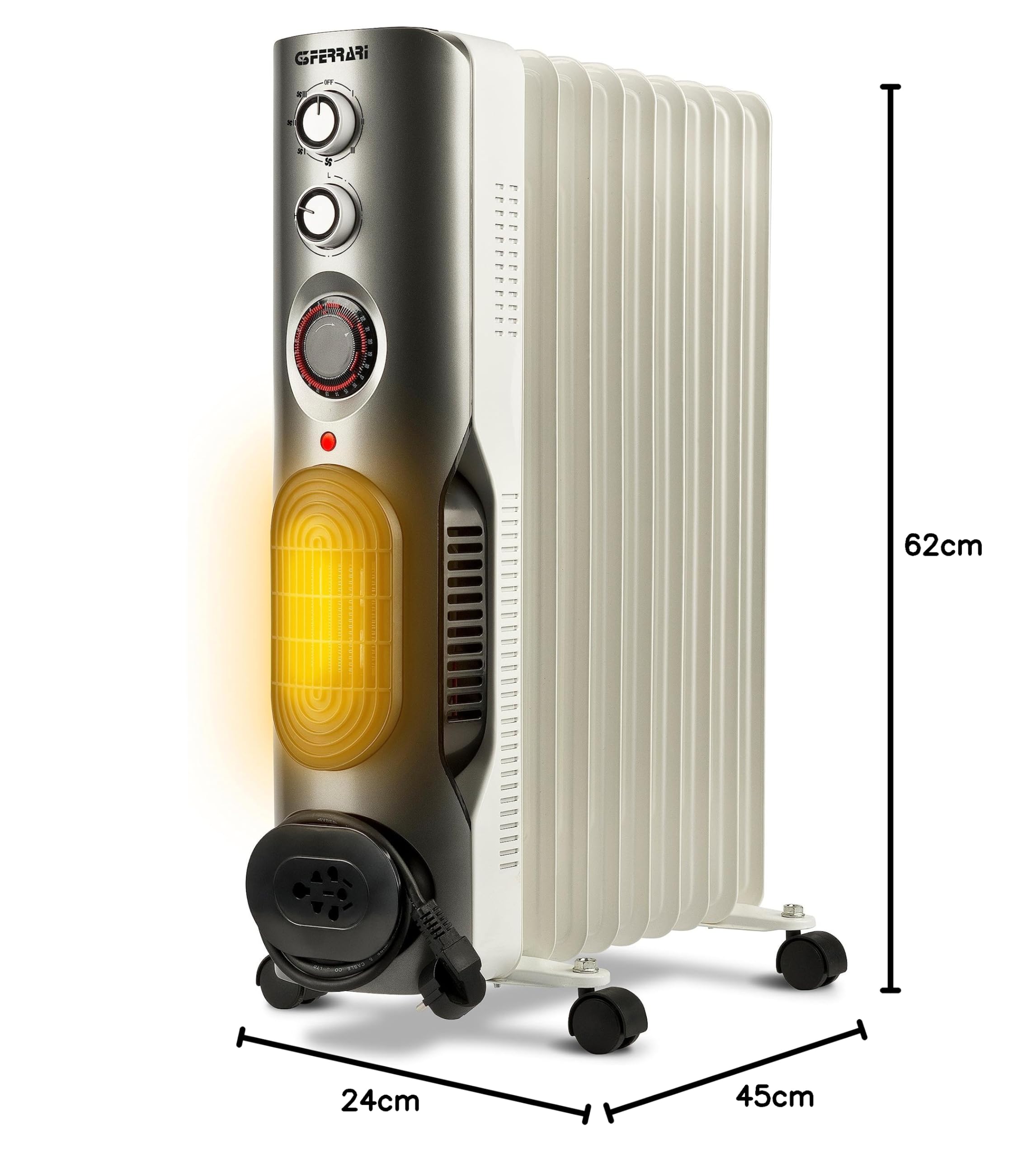 G3 Ferrari G60028 Radiador de aceite con radiador ventilador, Eco 7 funciones, 9 elementos calefactores