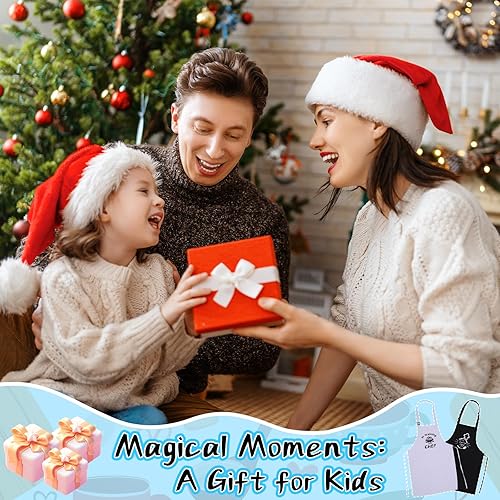 Miniatura 7 de Juego de 4 delantales y sombreros de chef, delantal ajustable impermeable para niños, delantal de entrenamiento divertido para niñas y niños