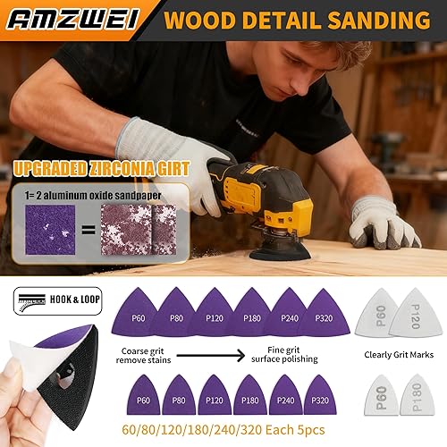 Miniatura 5 de 152 Hoja de Herramienta Oscilante de Metal y Madera, Hojas de Sierra Oscilante de Titanio con Papel de Lija, Kits de Hojas de Herramienta Múltiple