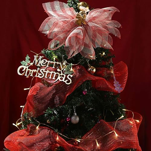 Miniatura 4 de Shappy 2 rollos de malla de arpillera de polietileno de Año Nuevo, 10 pulgadas x 30 pies, rollo de malla de poliéster metálico con rayas para