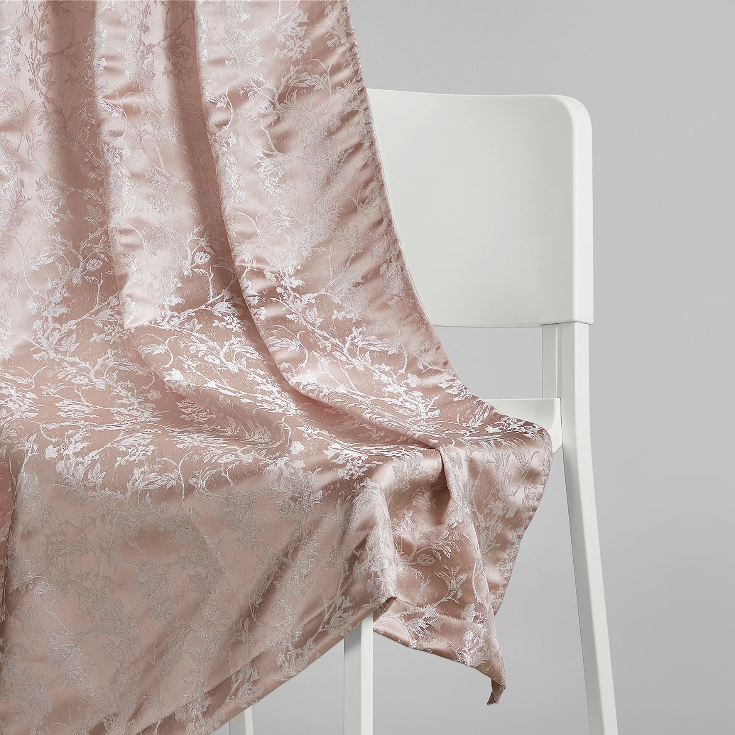 haus & kinder Rosewood Grace Jacquard Door Curtains Pack of 2, Rose Gold Floral Nature Design, 7 ft Curtains for Bedroom, Stainless Steel Eyelets, 245 GSM, 114x213cm-image-29
