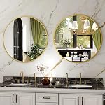 HARRITPURE Miroir de salle de bains ronde - 30" Or Circle mur miroir en aluminium cadre suspendu décoration moderne pour la vanité, chambre, entrée