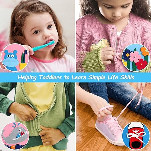 Miniatura 4 de Cobelae Montessori Toys - Tabla de actividades para niños pequeños, libro silencioso de viaje en avióncarretera para bebés, actividades de