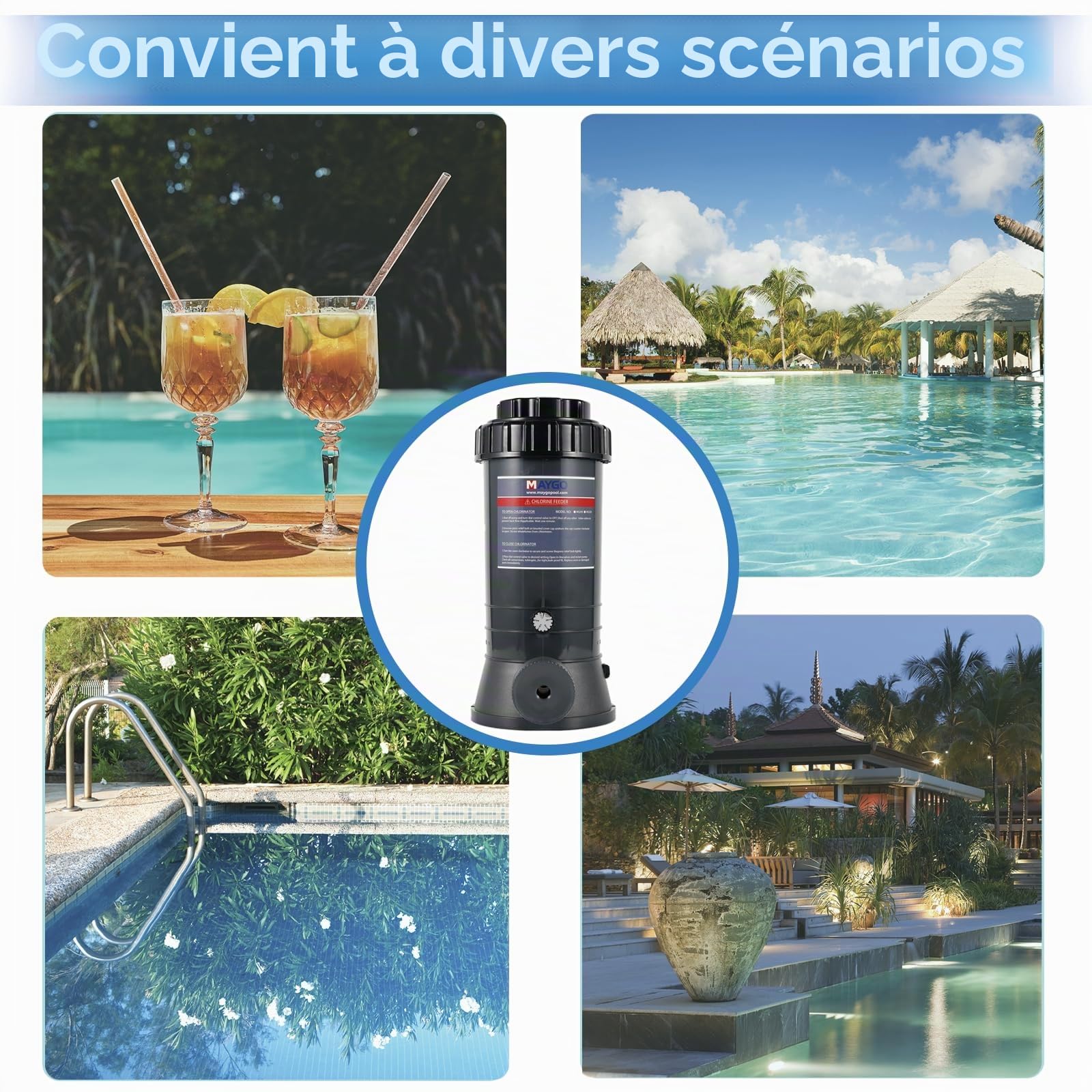 Chlorineur automatique hors ligne pour piscine MAYGO CL220 de remplacement Hayward CL220, Chlorineur automatique hors ligne pour piscine pour piscine hors sol et intérieure (4,1 kg)