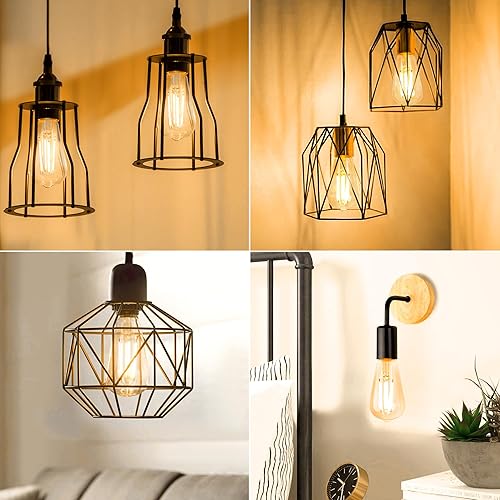 Miniatura 6 de WIHTU Bombillas LED E26, 6 W, equivalente a 60 W, alto brillo blanco cálido 2700 K, bombillas de filamento LED antiguas ST58 con 95+ CRI, 900