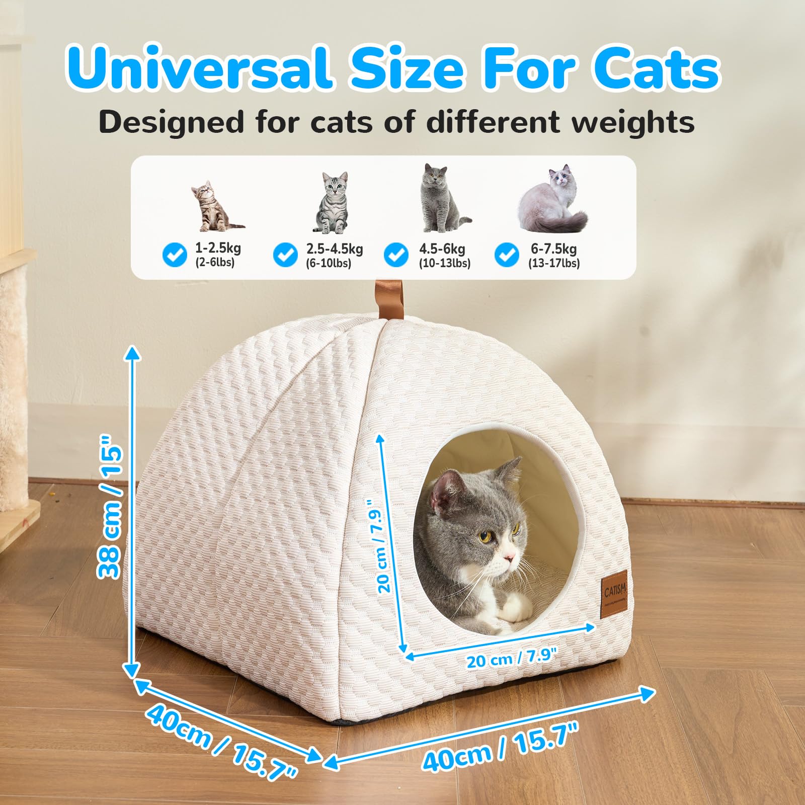 CATISM Cuccia per Gatti da Interni - 2 in 1 Letto per Gatti Rinfrescante Estiva, Lavabile, Pieghevole con Cuscino in Morbido Cotone di alta Qualità per Gatto e Cane Piccolo, Marrone caffè
