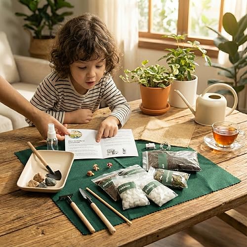 Miniatura 3 de DIY Terrarium Kit with 13 Items Soil Pebbles Sphagnum Moss Activated Carbon Burlap Peat Moss Terrarium Tools Indoor Garden Make Your Own Terrarium