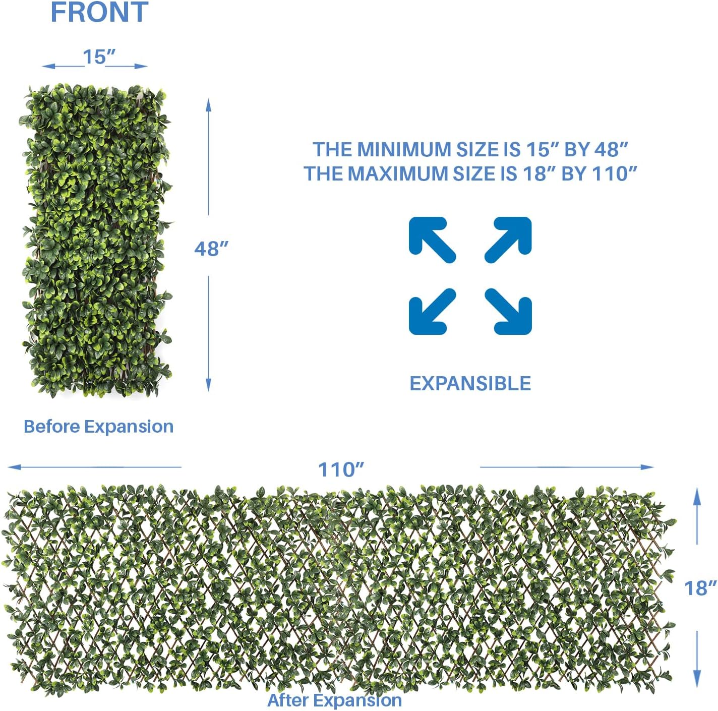 E&K Sunrise 2 PCS Faux Leaves Expandable Fence Privacy Screen Artificial Greenery Grass Wall Decoration for Garden Backyard Patio Indoor Outdoor (Ficus Leaves - Single Side)
