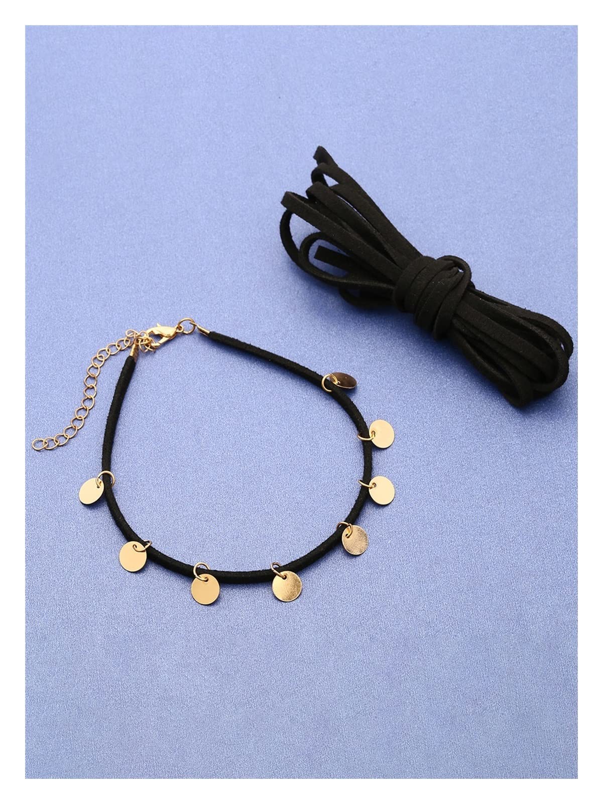 Fußkettchen/Fußkettchen, Schlichtes Fußkettchen mit Pailletten-Anhänger, mehrschichtige Wolle, modische Fransen, Schuhe, verstellbare Damen-Fußkettchen, Fußkettchen