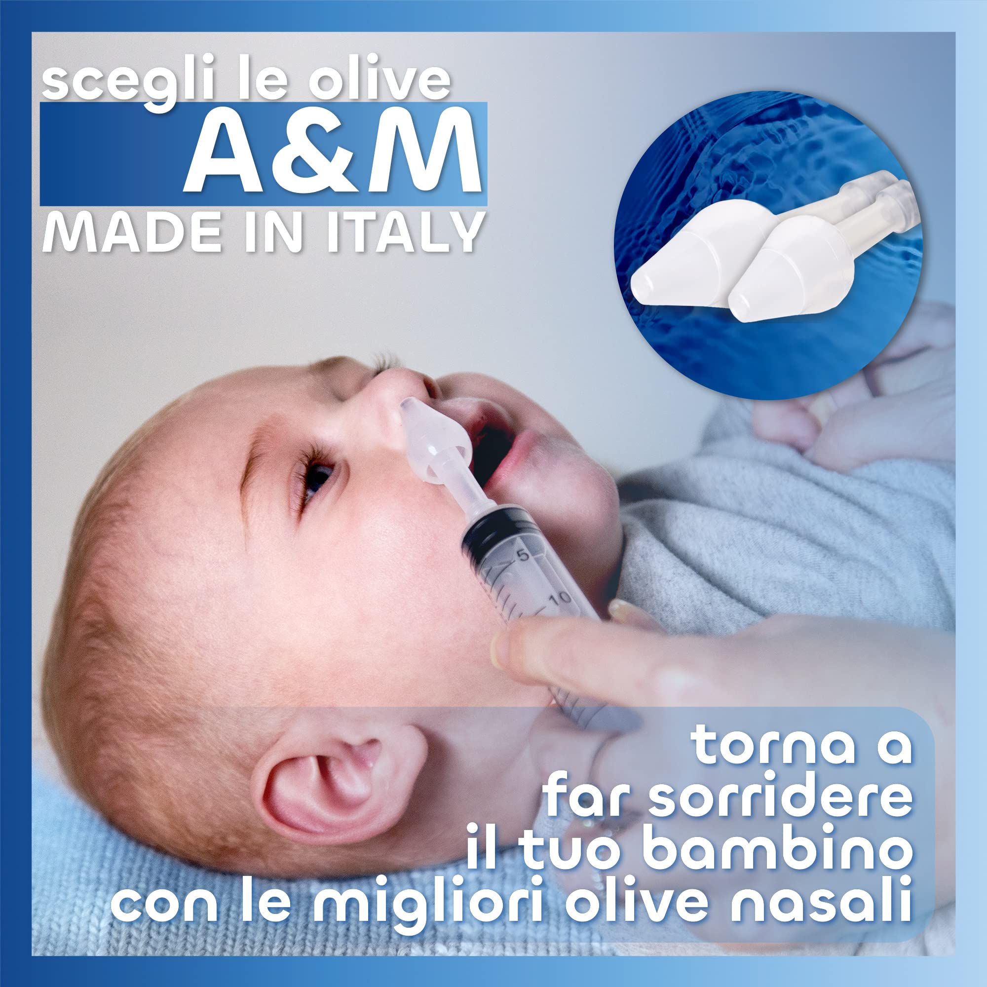 A&M Italia 8 Olive Nasali per Lavaggi Neonato - Made in Italy – Ugelli per Lavaggio Nasale Bambini