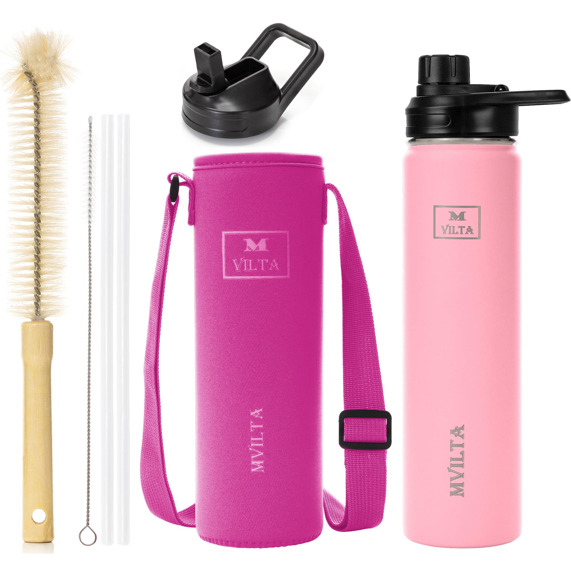 Mvilta Insulated Stainless Steel Water Bottle-Double-Walled Vacuum Reusable Sports Water Bottle With Free Bottle Accessories - Ice: Up to 24 Hrs. Hot: