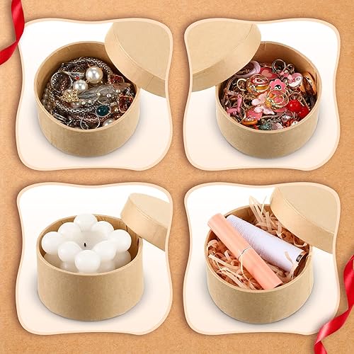 Miniatura 5 de Geyee 24 cajas redondas de papel caja de regalo pequeña con tapa de 39 pulgadas anidación de cartón cajas vacías para niños y adultos decoupage
