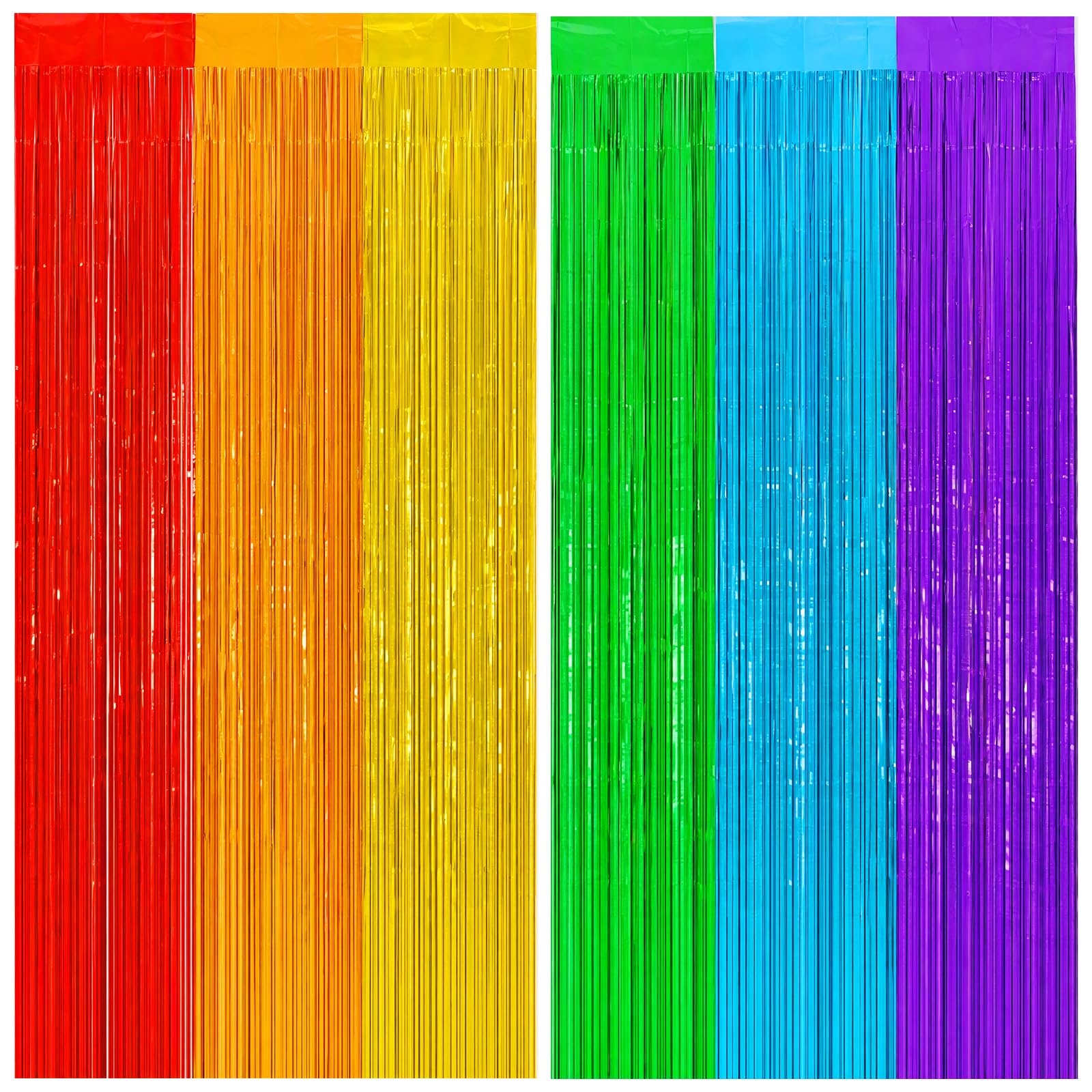 Alaoo 2PCS 3.28 x 6.56ft Tinsel Curtain, Rainbow