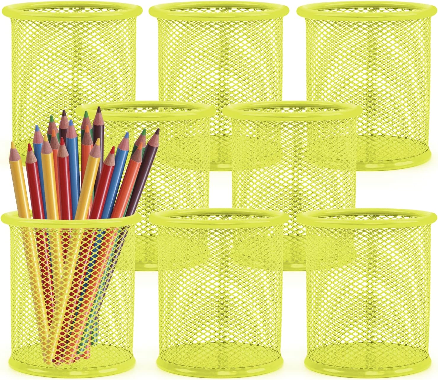 Rocutus Pen Pencil Holder,8 Pack Mesh Pencil Holder Metal Pencil Holder Cup Pen