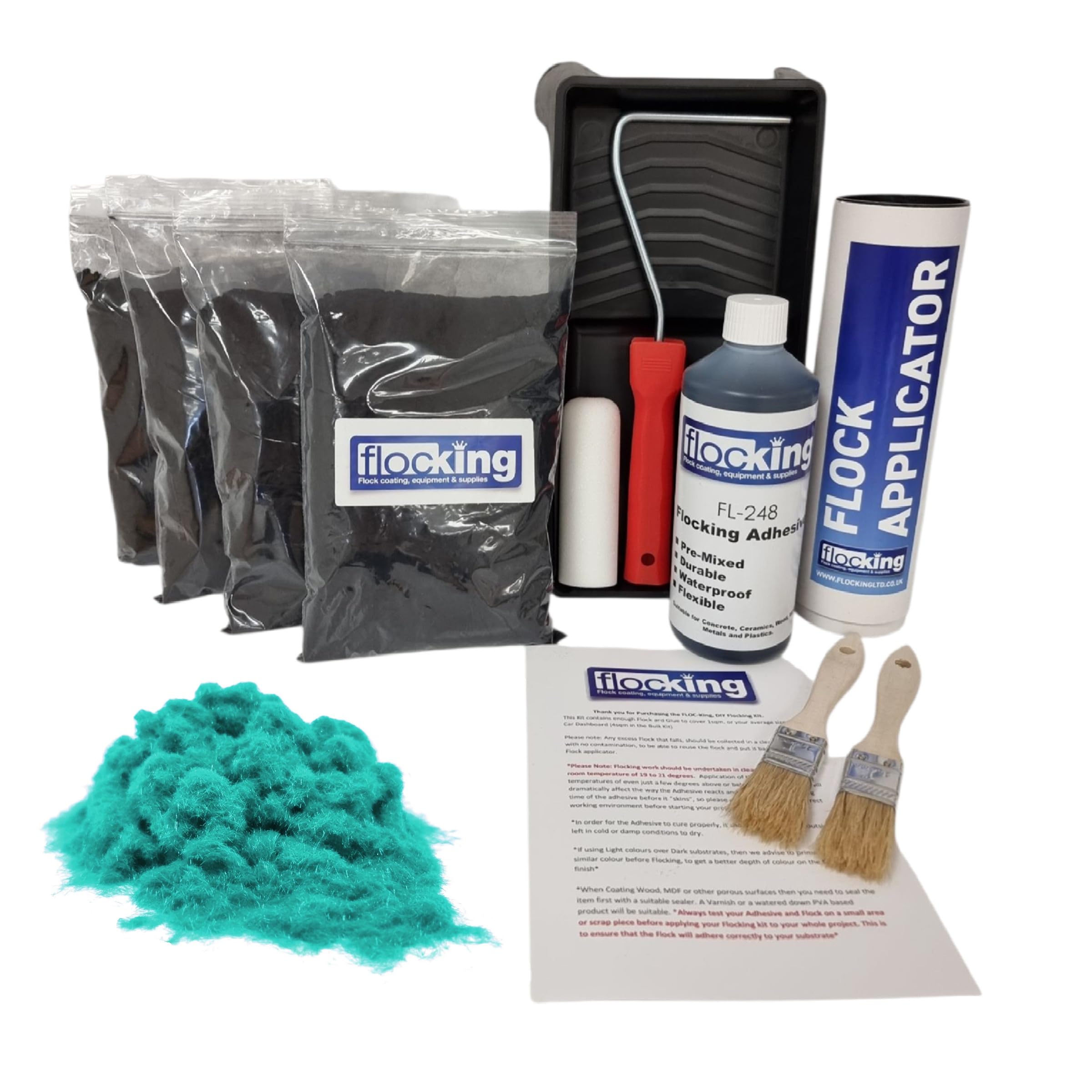 Kit de flocado de bricolaje turquesa clara a granel para cubrir más de 4 m²