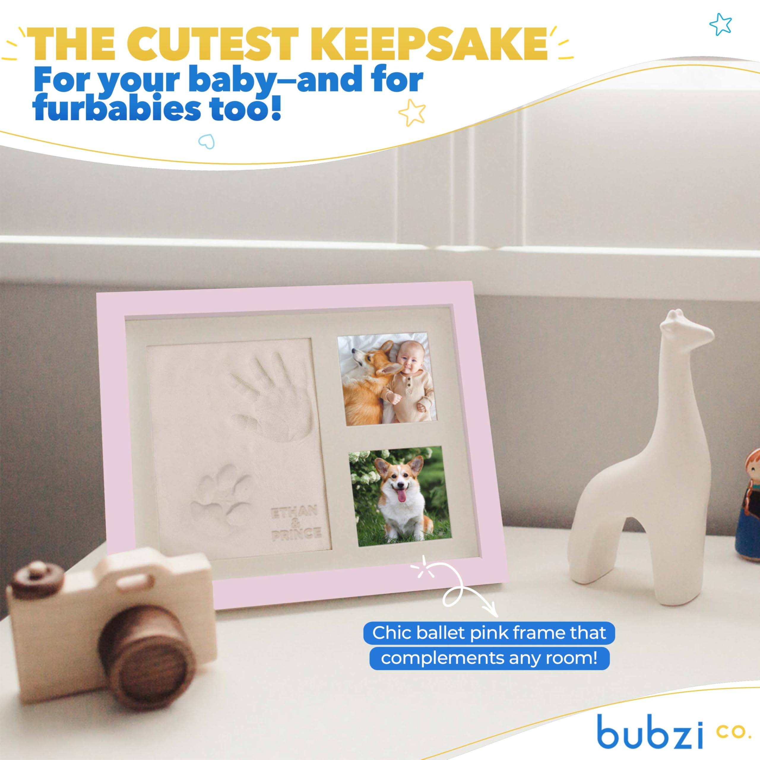 Bubzi Co Kit di creazione di impronte e impronte per neonati e ragazze, regali per neonati (Ballet Pink)