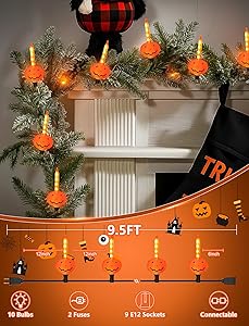 Halloween Pumpkin Bubble Lights-9Ft Halloween String Lights with 9 Jack O Lanterns Pumpkin Bubble Lights for Indoor Outdoor Decor Fall Tree Party Decorations