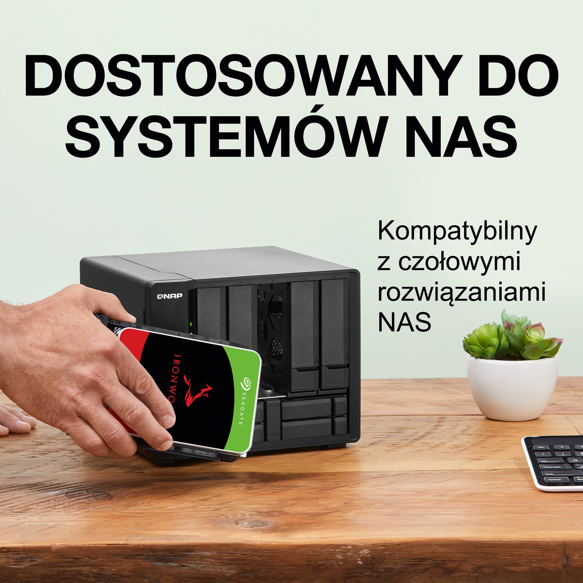 Seagate IronWolf NAS HDD, 3 TB, Wewnętrzny Dysk Twardy, 3,5", SATA 6 GB/s, 5900 RPM, 64 MB cache, do systemów RAID sieciowej pamięci masowej, 3-letnie Rescue Services (ST3000VN007)