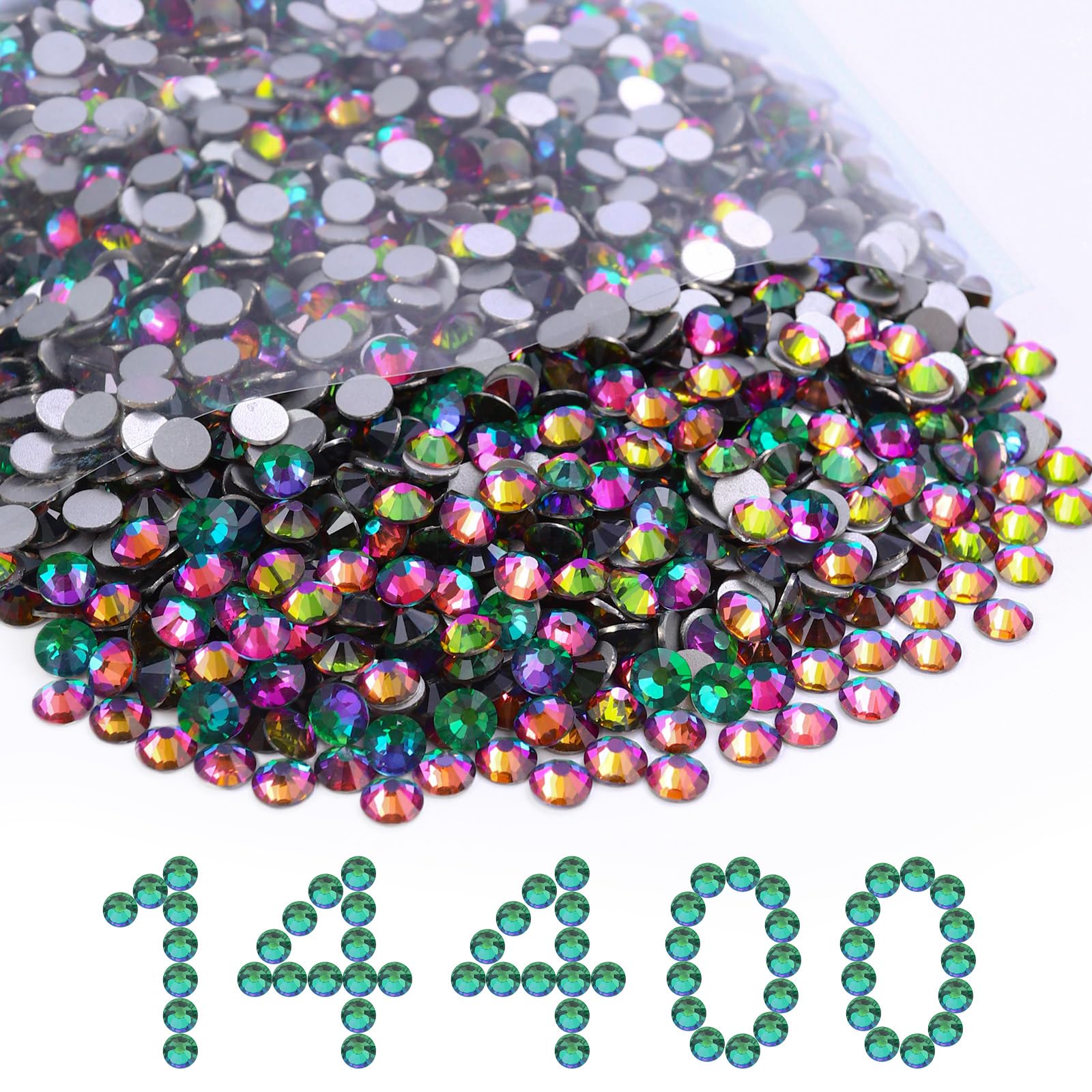 14400PCS Green Volcano Flatback SS16 Rhinestones Bulk(3.8-4.0mm)