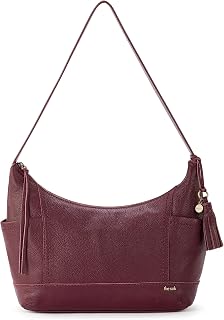 Kendra Hobo Bag in Leather, Single Shoulder Strap, Cabernet