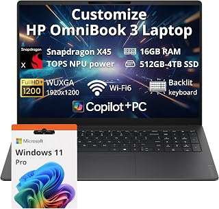 Hotface Customized Laptop, Created Using HP OmniBook 3 16" 2K Copilot+ PC Laptop, Snapdragon X X1-26-100, 16GB LPDDR5X, 512GB/ 1TB/ 2TB/ 4TB SSD, Backlit Keyboard, FHD Camera, Win 11 Pro, Iron Gray